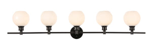 Elegant Lighting - LD2327BK - Five Light Wall Sconce - Collier - Black And Frosted White Glass