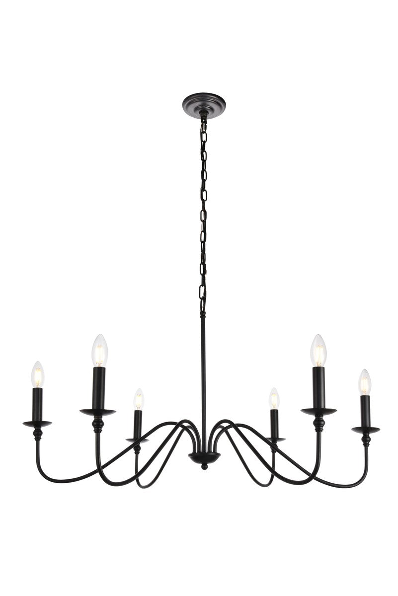 Elegant Lighting - LD5006D36MB - Six Light Chandelier - Rohan - Matte Black