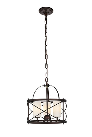 Elegant Lighting - LD5013D16DCB - Three Light Pendant - Wren - Dark Copper Brown And White