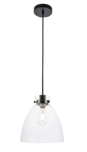 Elegant Lighting - LD5029D11BK - One Light Pendant - Frey - Black and Clear glass