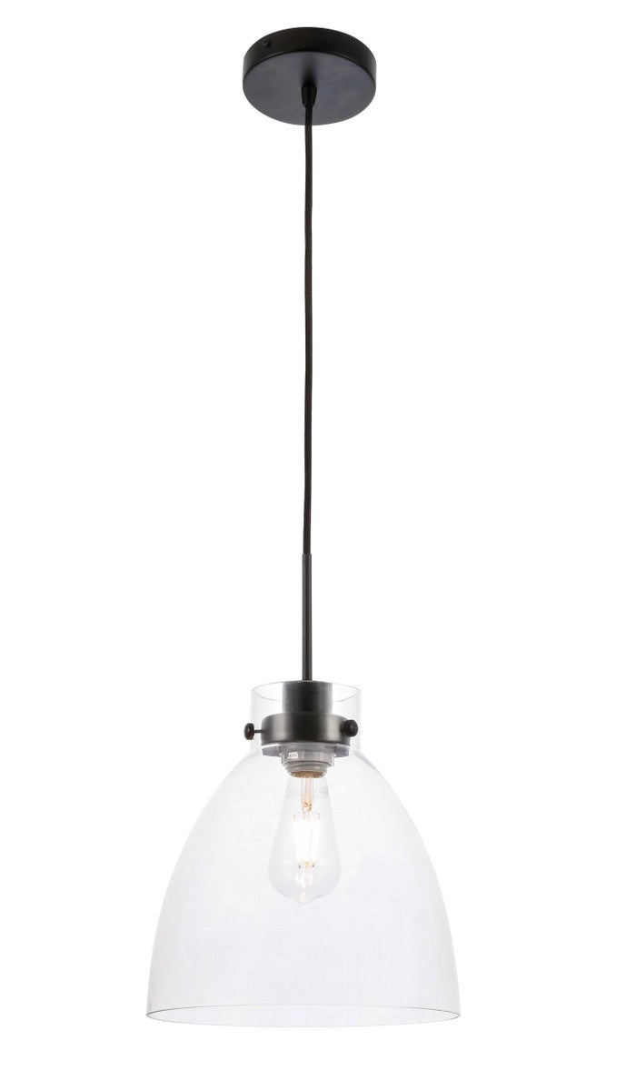Elegant Lighting - LD5029D11BK - One Light Pendant - Frey - Black and Clear glass