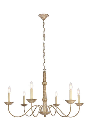 Elegant Lighting - LD6007D35WD - Six Light Chandelier - Merritt - Weathered Dove