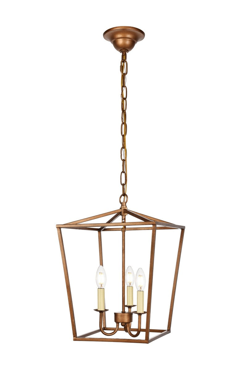 Elegant Lighting - LD6008D12G - Three Light Pendant - Maddox - Vintage Gold