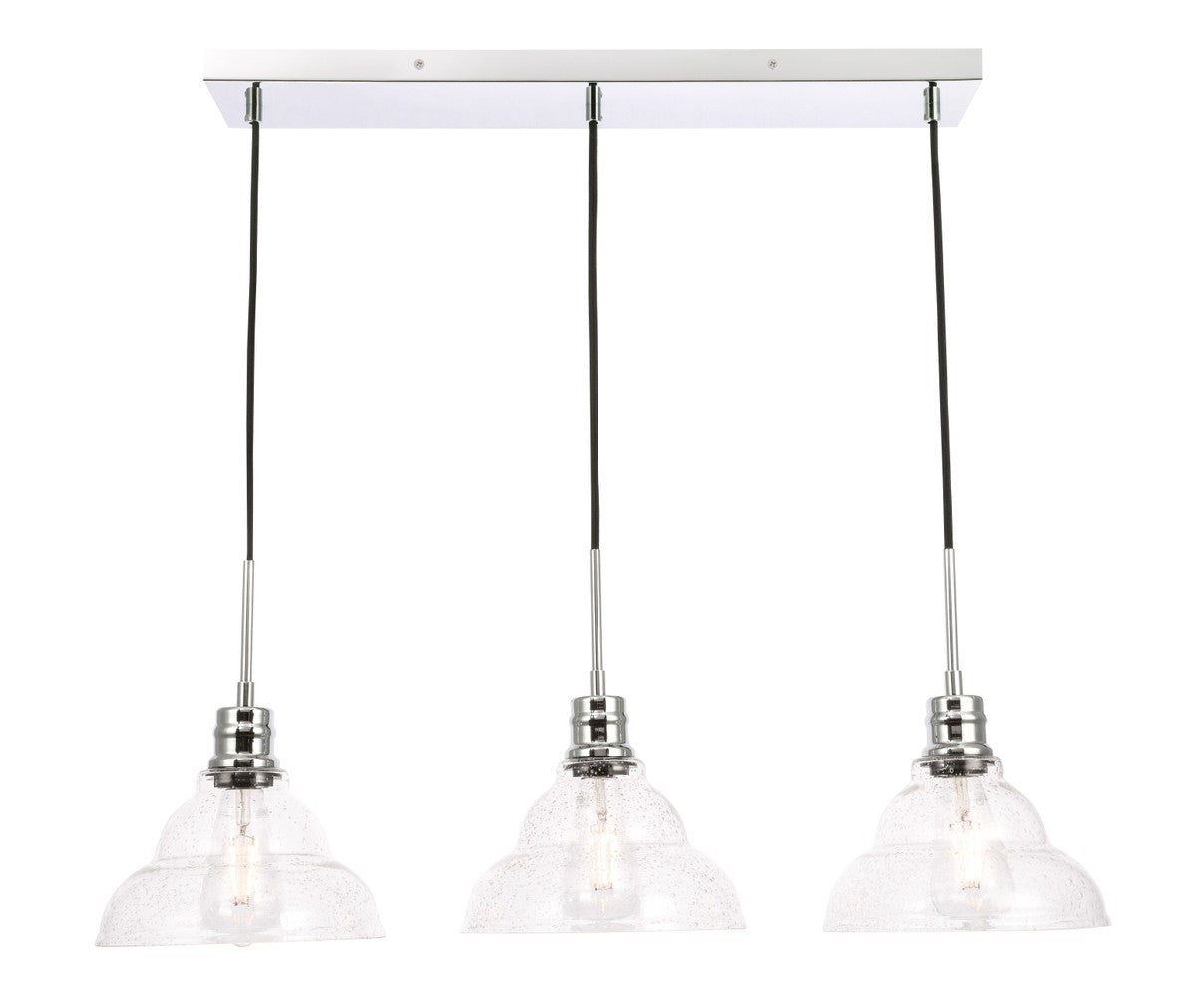 Elegant Lighting - LD6223C - Three Light Pendant - Clive - Chrome And Clear Seeded Glass