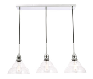 Elegant Lighting - LD6223C - Three Light Pendant - Clive - Chrome And Clear Seeded Glass