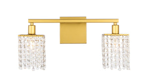 Elegant Lighting - LD7008BR - Two Light Wall Sconce - Phineas - Brass and Clear Crystals