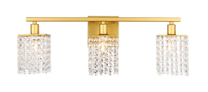 Elegant Lighting - LD7010BR - Three Light Wall Sconce - Phineas - Brass and Clear Crystals