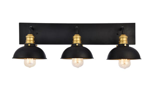 Elegant Lighting - LD8004W27BK - Three Light Wall Sconce - Anders - Black And Brass