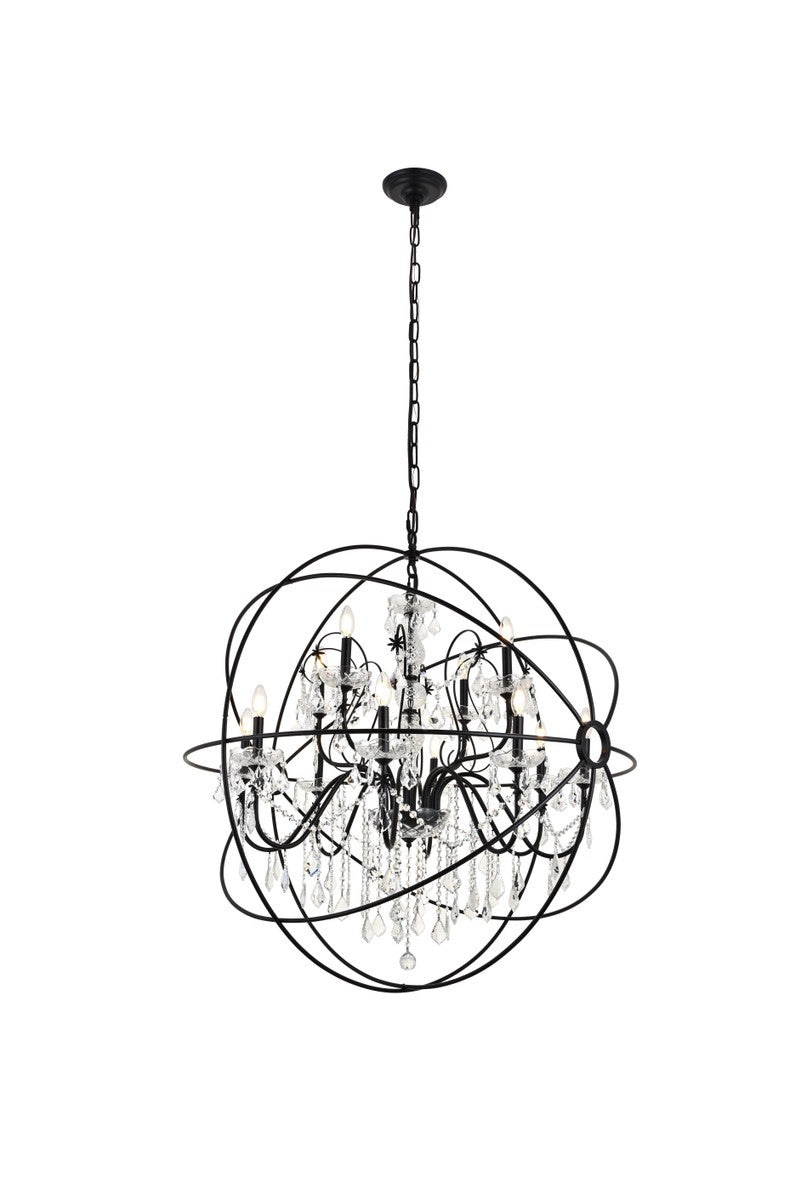 Elegant Lighting - LD8801D43BK - 12 Light Pendant - Cordelia - black