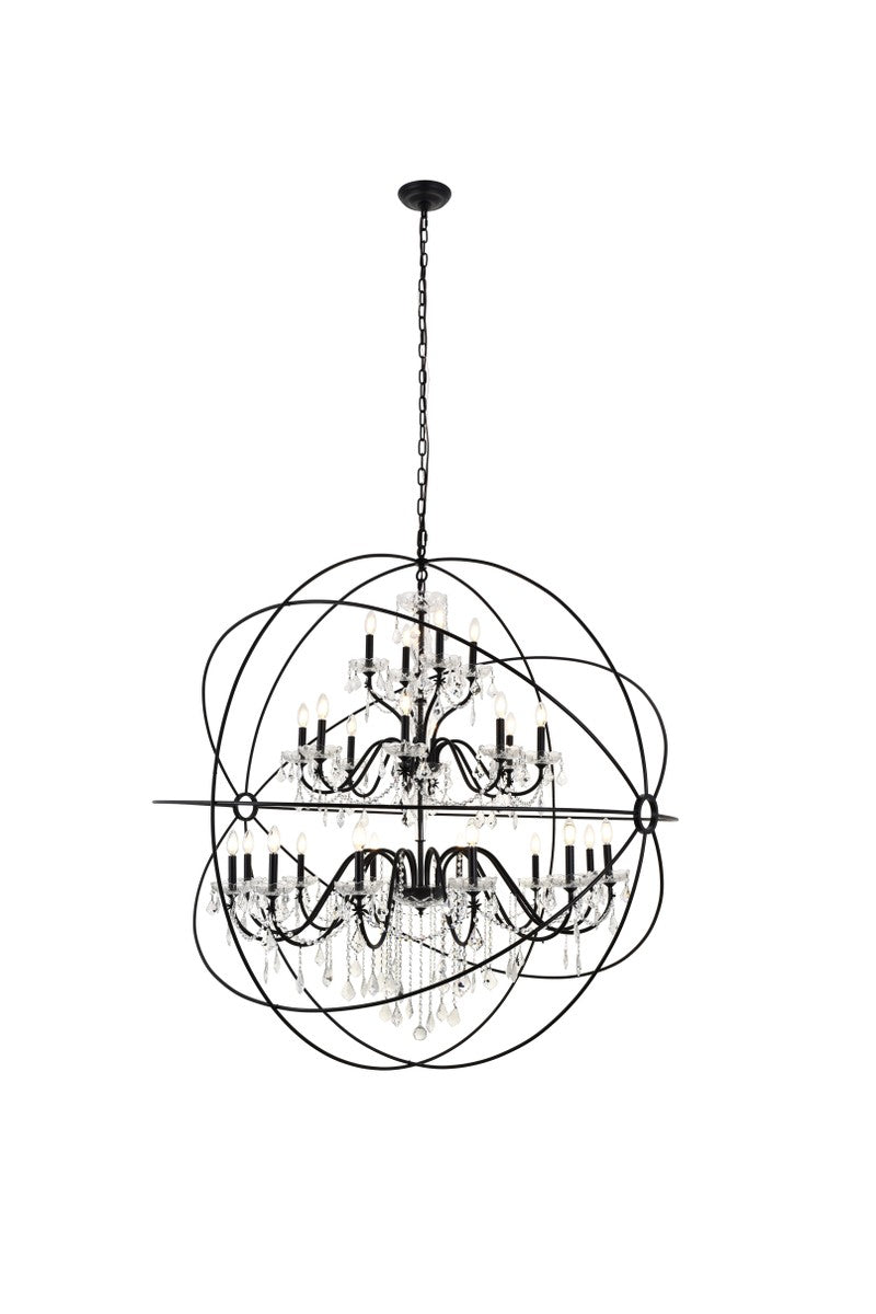 Elegant Lighting - LD8801D60BK - 24 Light Pendant - Cordelia - Black