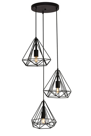 Elegant Lighting - LDPD2091 - Three Light Pendant - Jago - Black