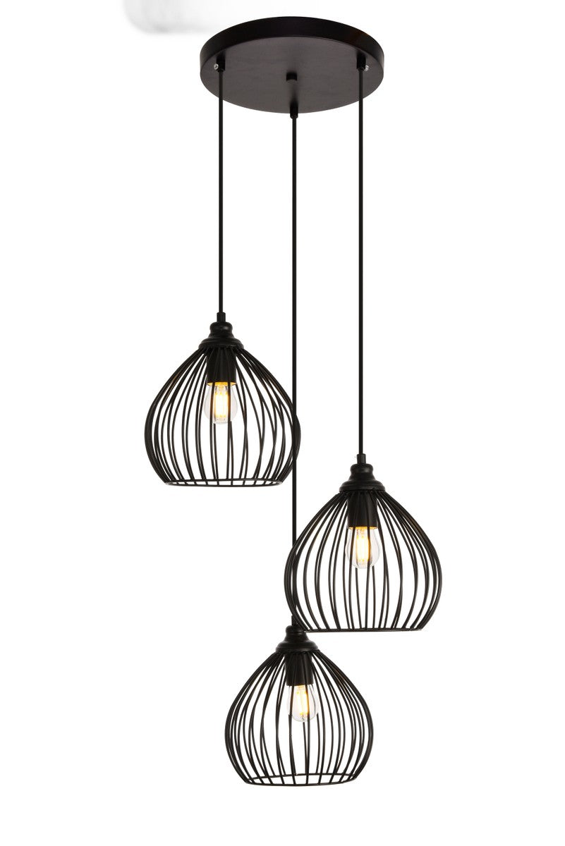 Elegant Lighting - LDPD2095 - Three Light Pendant - Sayer - Black