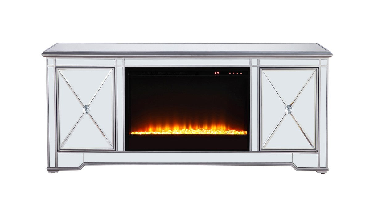 Elegant Lighting - MF601S-F2 - TV Stand With Fireplace Insert - Modern - Antique Silver