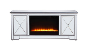 Elegant Lighting - MF601S-F2 - TV Stand With Fireplace Insert - Modern - Antique Silver