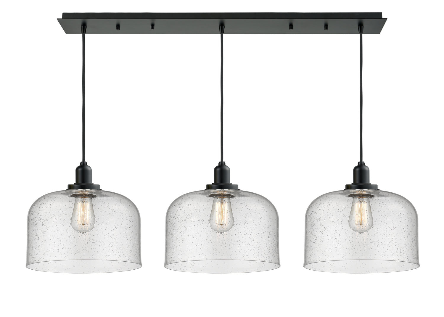 Innovations - 123BK-10BK-0H-BK-G74-L - Three Light Pendant - Whitney - Matte Black