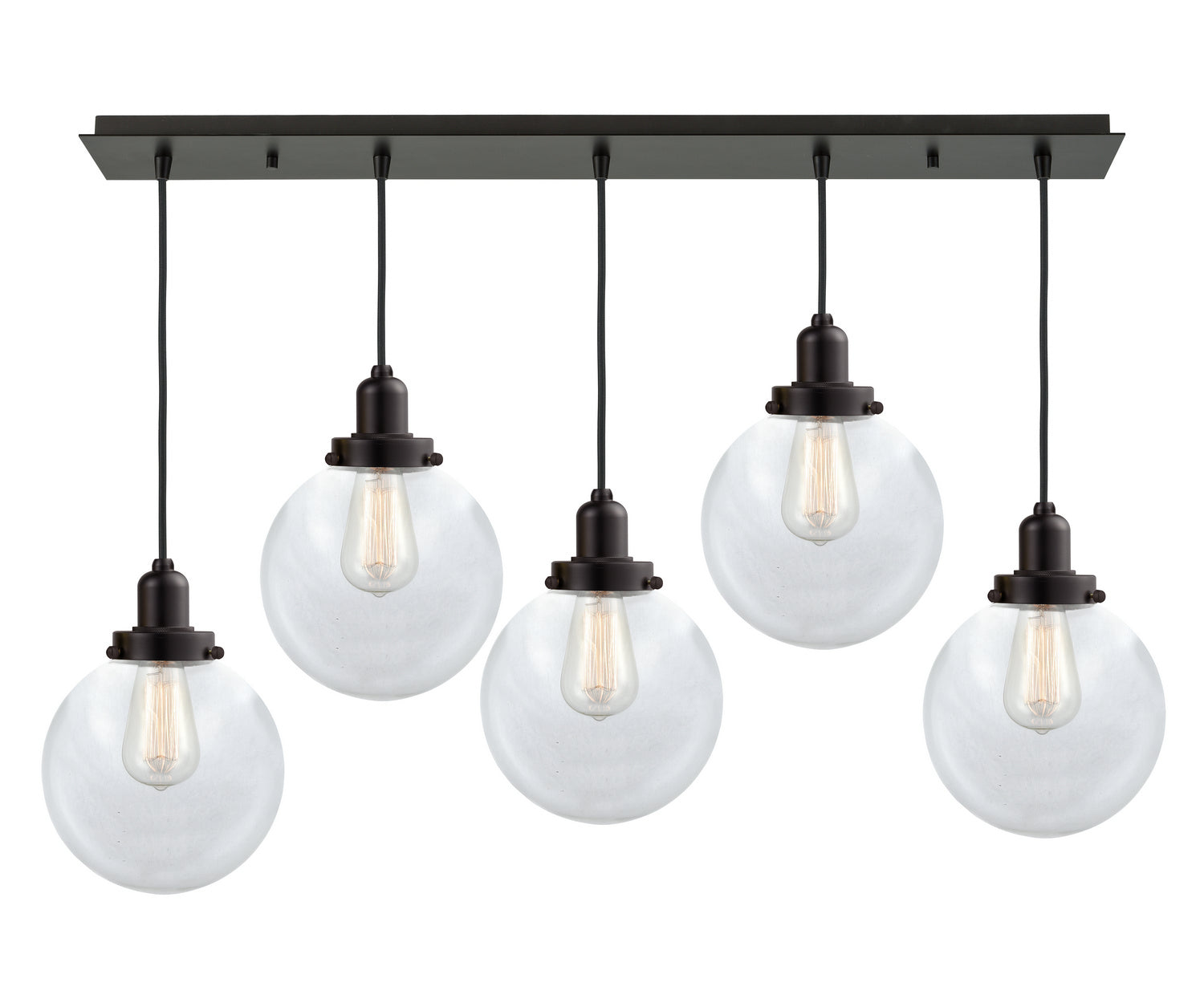 Innovations - 125OB-10BK-0H-OB-G202-8 - Five Light Linear Pendant - Whitney - Oil Rubbed Bronze