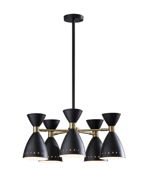 Adesso Home - 4280-01 - Five Light Pendant - Oscar - Black W. Antique Brass