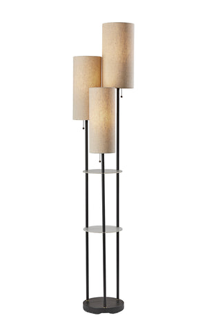 Adesso Home - 4305-01 - Three Light Floor Lamp - Trio - Black W. Antique Brass Accents