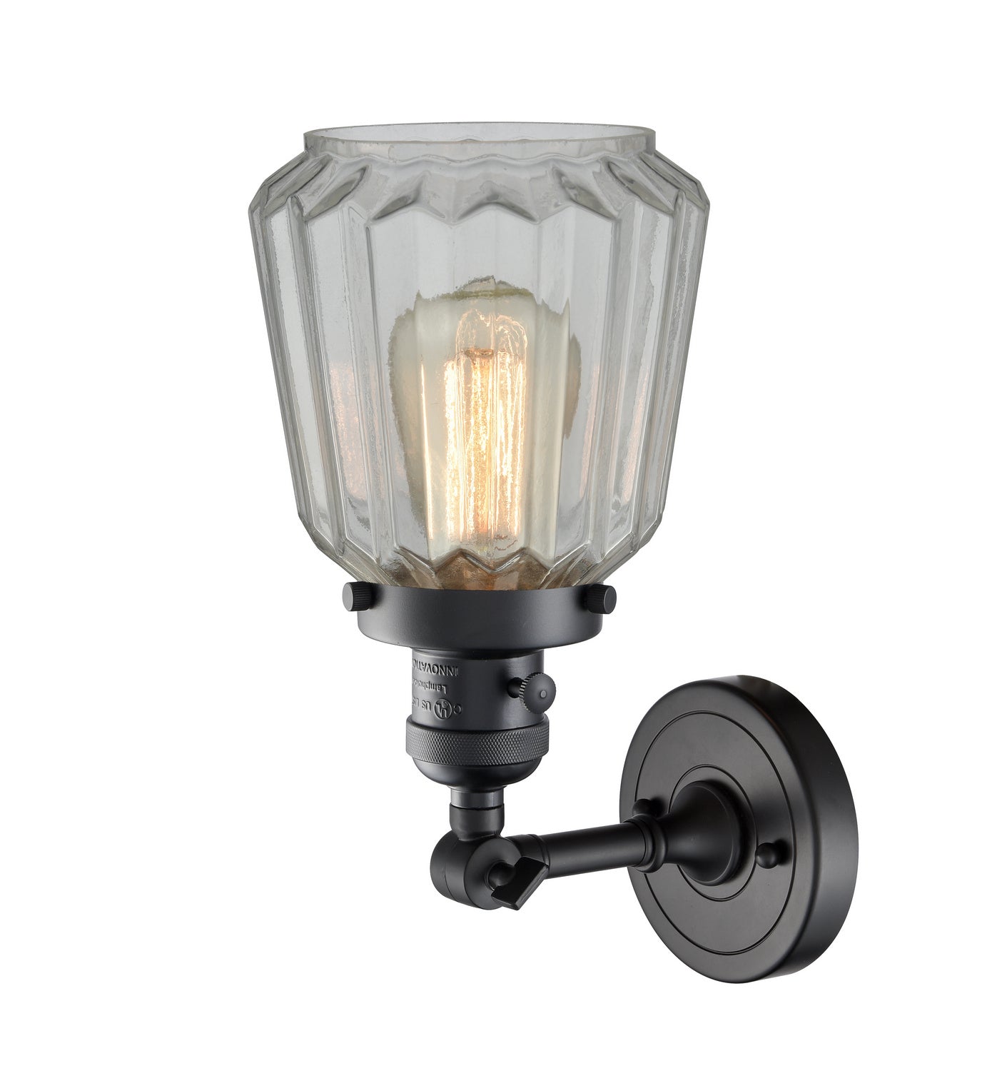 Innovations - 203SW-BK-G142 - One Light Wall Sconce - Franklin Restoration - Matte Black