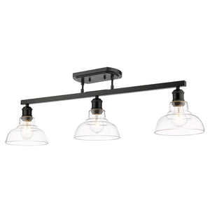 Golden - 0305-3SF BLK-CLR - Three Light Semi-Flush Mount - Carver BLK - Matte Black