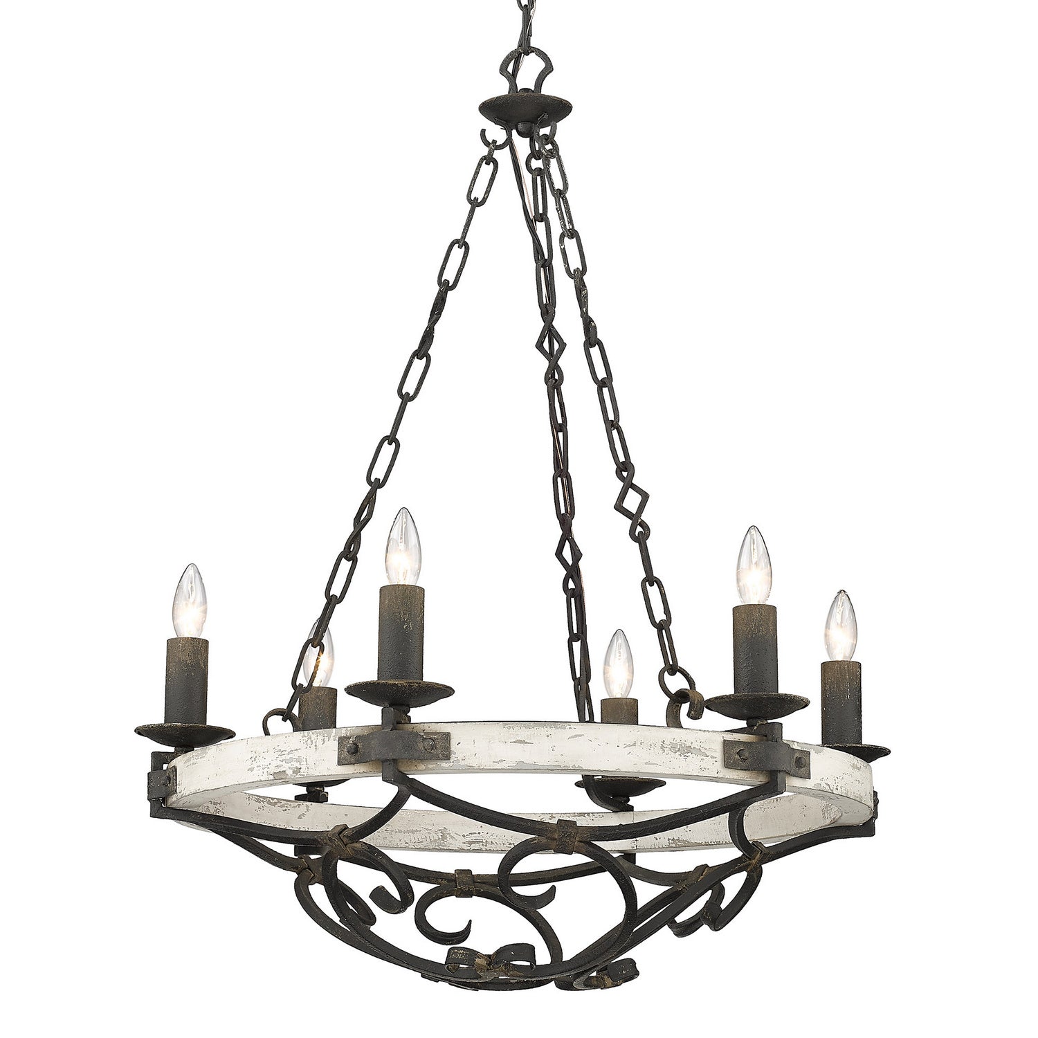 Golden - 1821-6 ABI-CDW - Six Light Chandelier - Madera ABI - Antique Black Iron