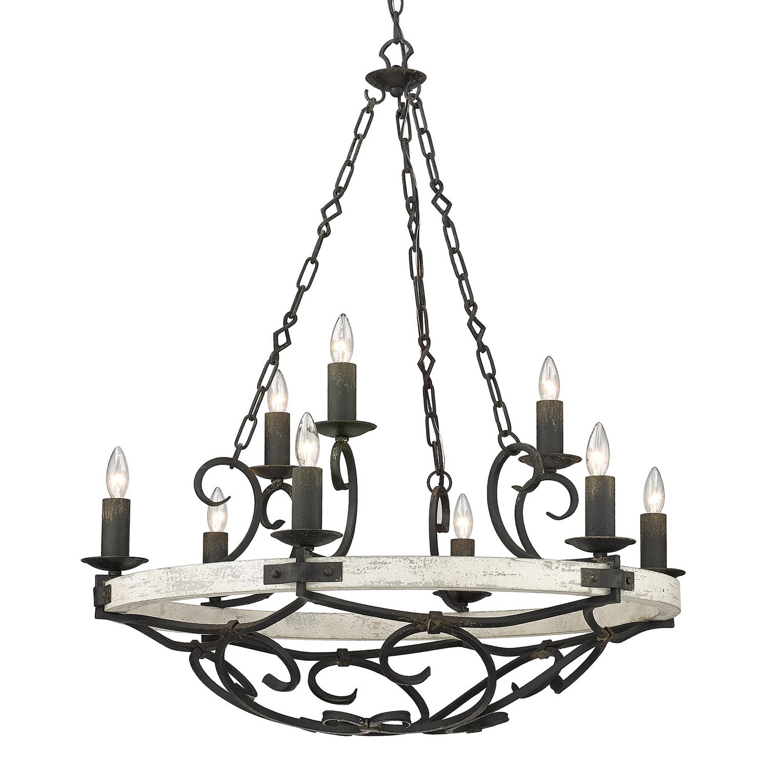 Golden - 1821-9 ABI-CDW - Nine Light Chandelier - Madera ABI - Antique Black Iron