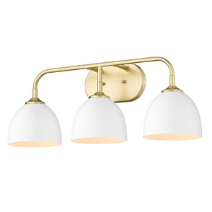 Golden - 6956-BA3 OG-WHT - Three Light Bath Vanity - Zoey OG - Olympic Gold