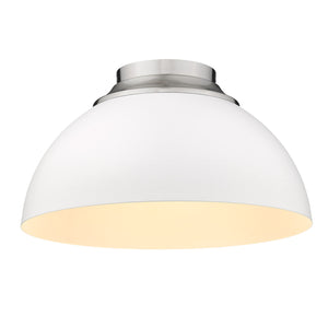 Golden - 6956-FM PW-WHT - Three Light Flush Mount - Zoey PW - Pewter