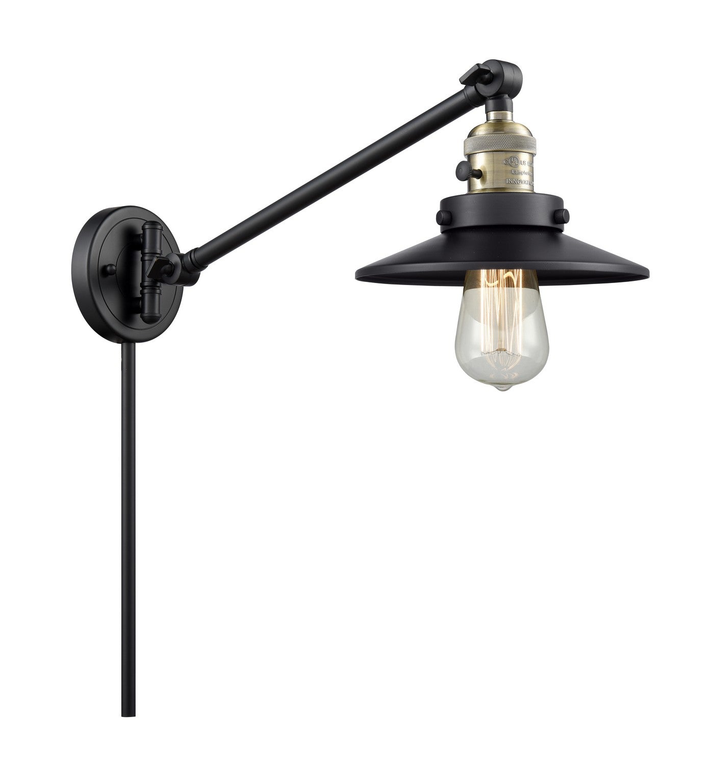 Innovations - 237-BAB-M6-BK-LED - LED Swing Arm Lamp - Franklin Restoration - Black Antique Brass