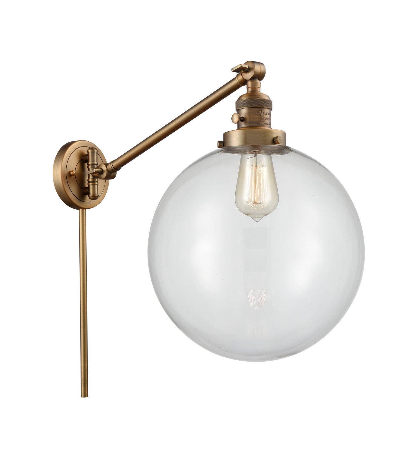 Innovations - 237-BB-G202-12 - One Light Swing Arm Lamp - Franklin Restoration - Brushed Brass