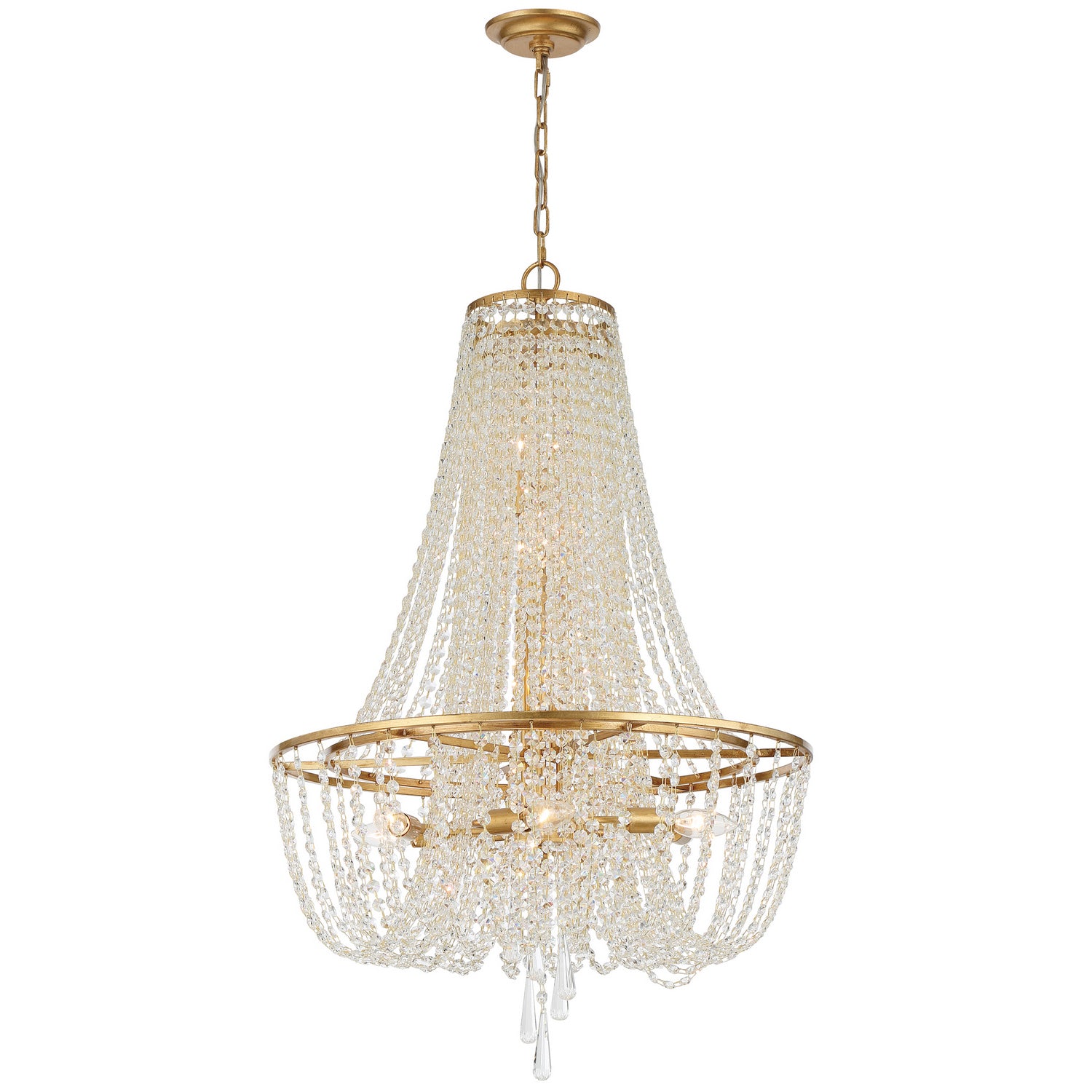 Crystorama - ARC-1917-GA-CL-MWP - Nine Light Chandelier - Arcadia - Antique Gold