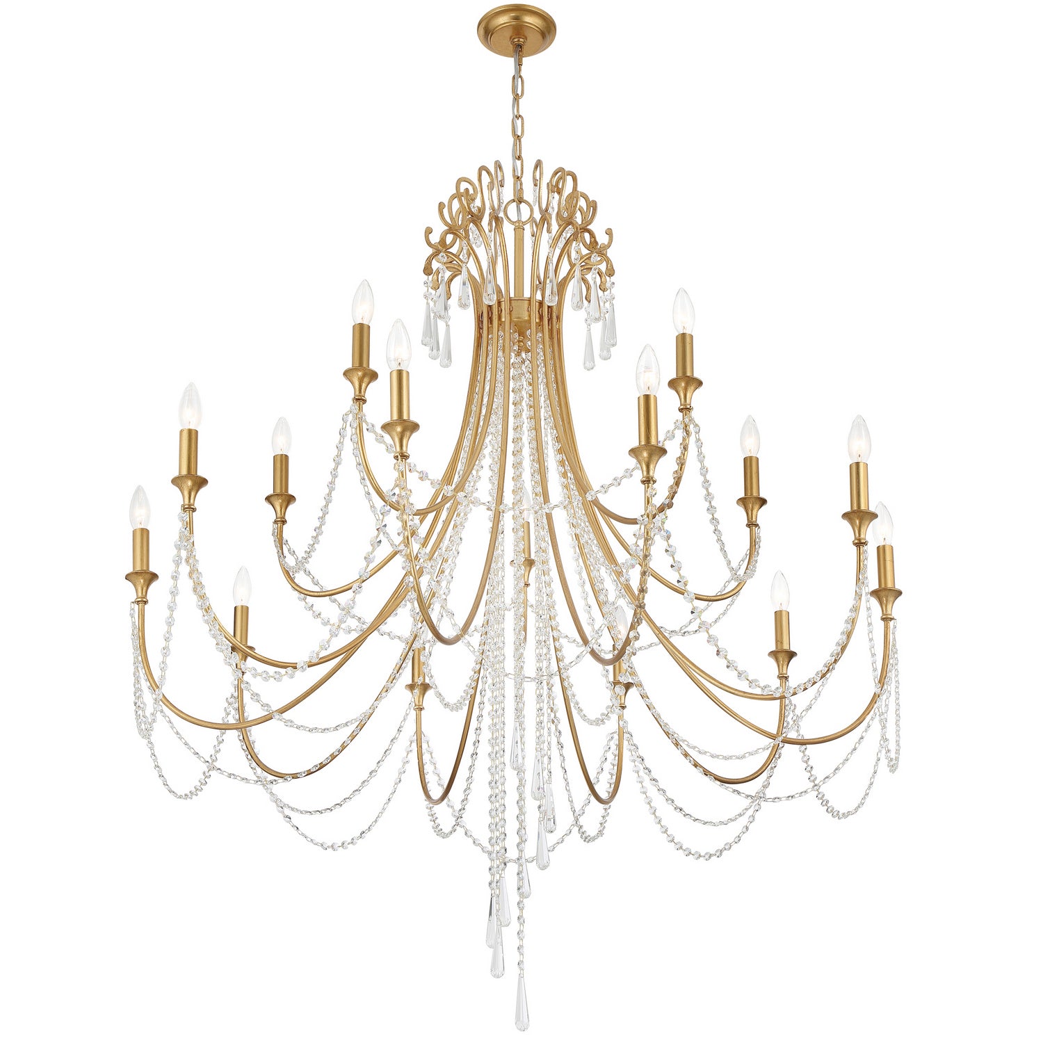 Crystorama - ARC-1919-GA-CL-MWP - 15 Light Chandelier - Arcadia - Antique Gold