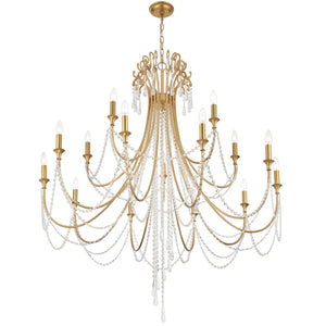 Crystorama - ARC-1919-GA-CL-MWP - 15 Light Chandelier - Arcadia - Antique Gold