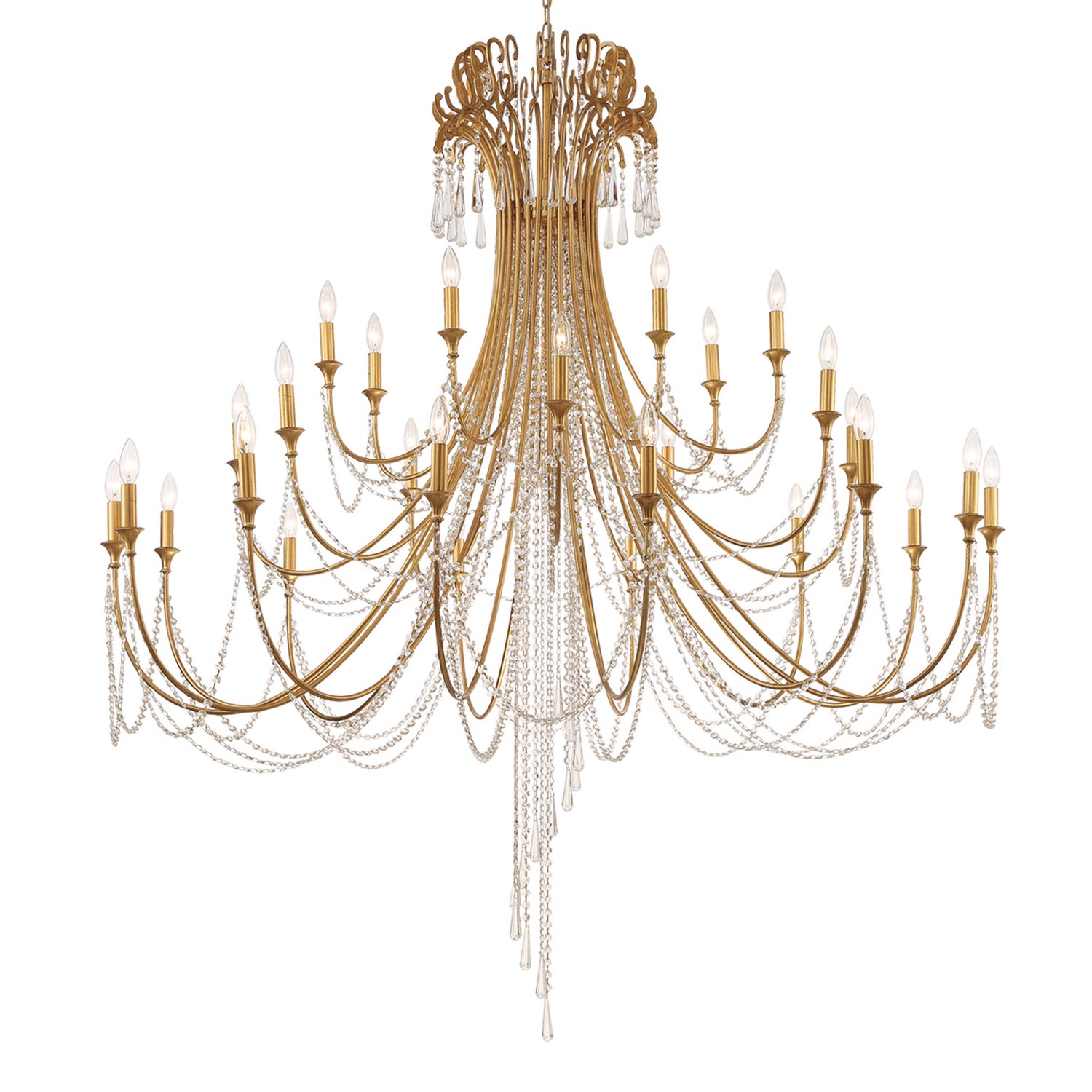 Crystorama - ARC-1929-GA-CL-MWP - 28 Light Chandelier - Arcadia - Antique Gold