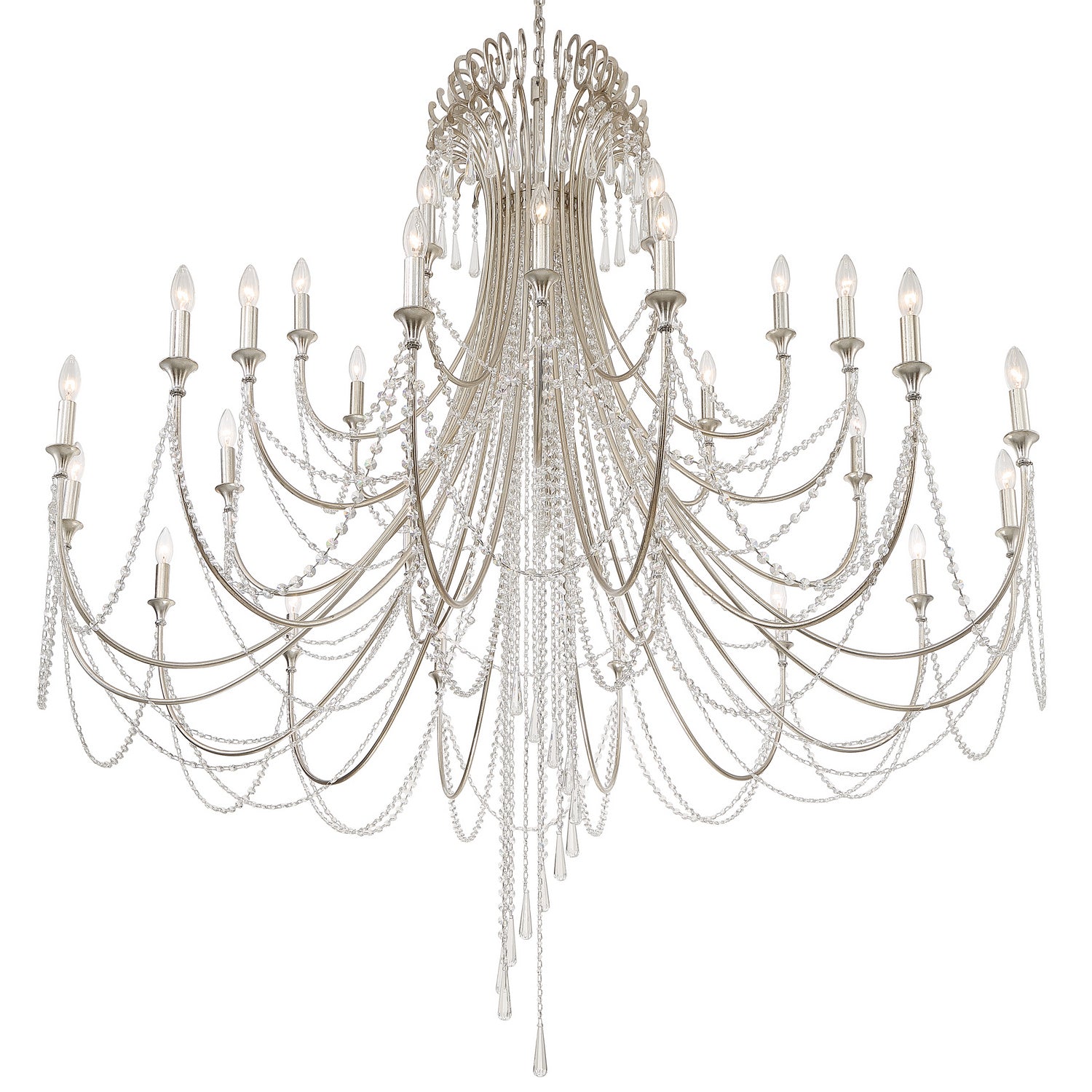 Crystorama - ARC-1929-SA-CL-MWP - 28 Light Chandelier - Arcadia - Antique Silver