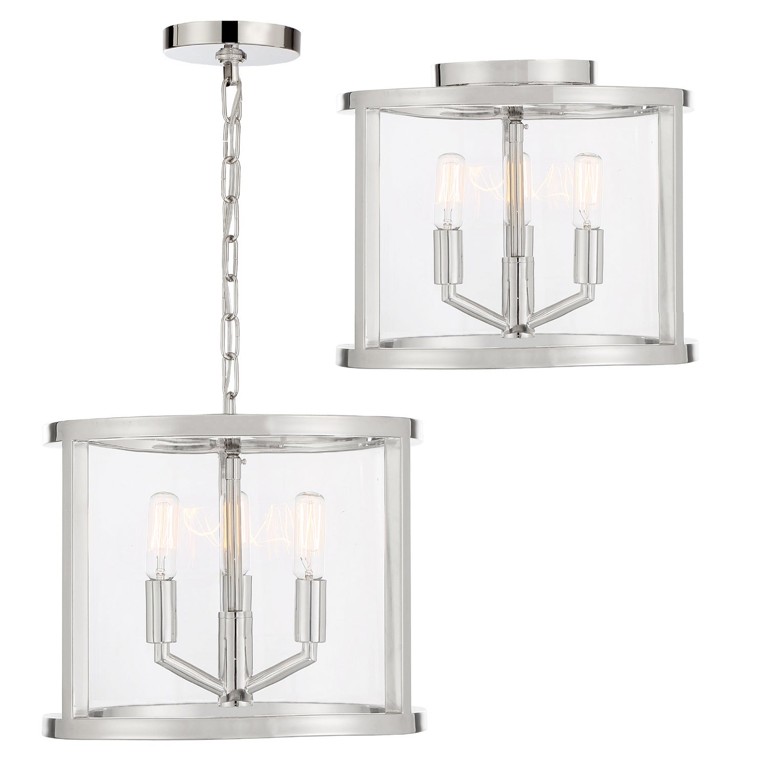 Crystorama - DEV-B8003-PN_CEILING - Three Light Semi Flush Mount - Devon - Polished Nickel