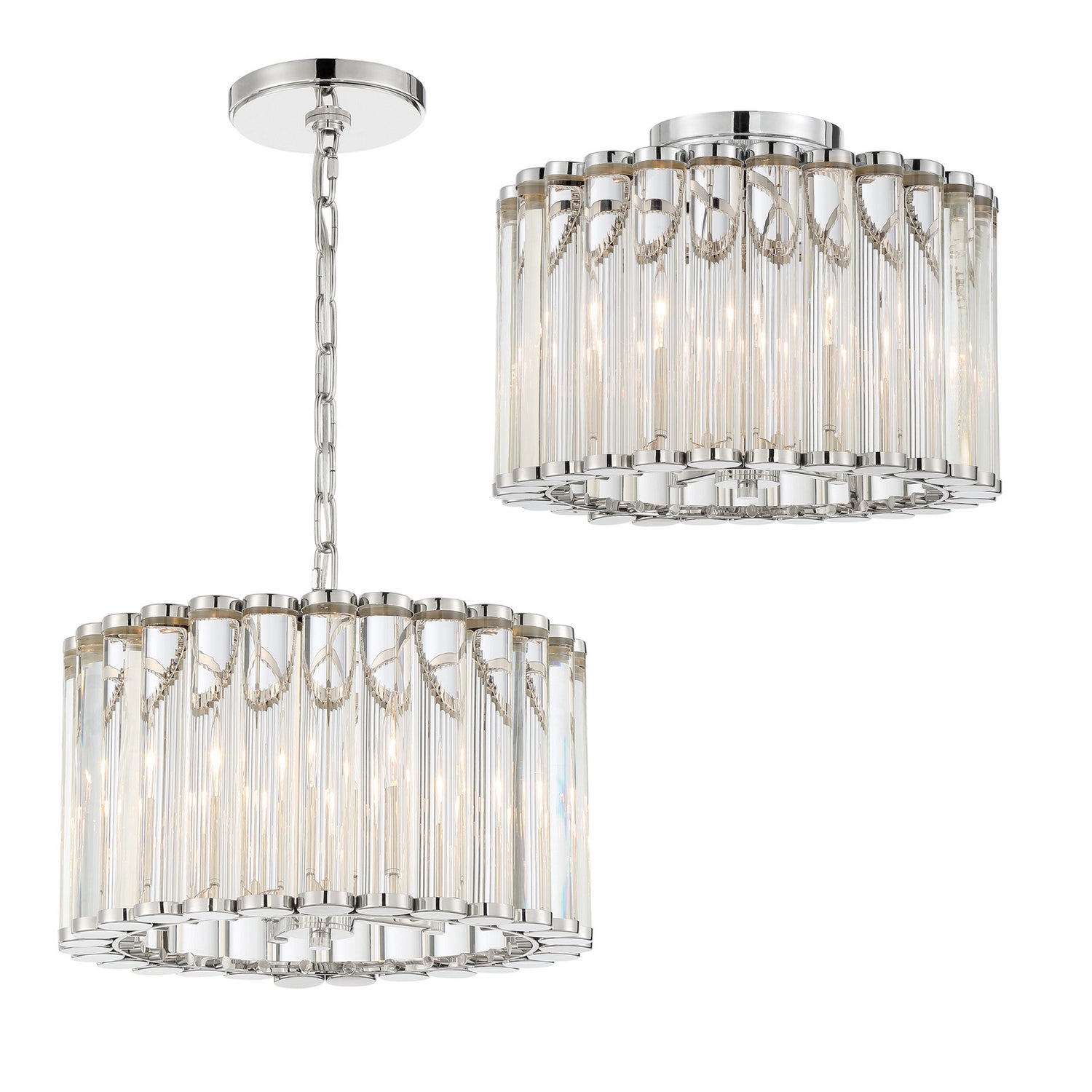 Crystorama - ELL-B3004-PN - Four Light Pendant - Elliot - Polished Nickel