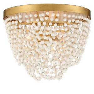 Crystorama - FIO-A9103-GA-WH - Three Light Flush Mount - Fiona - Antique Gold