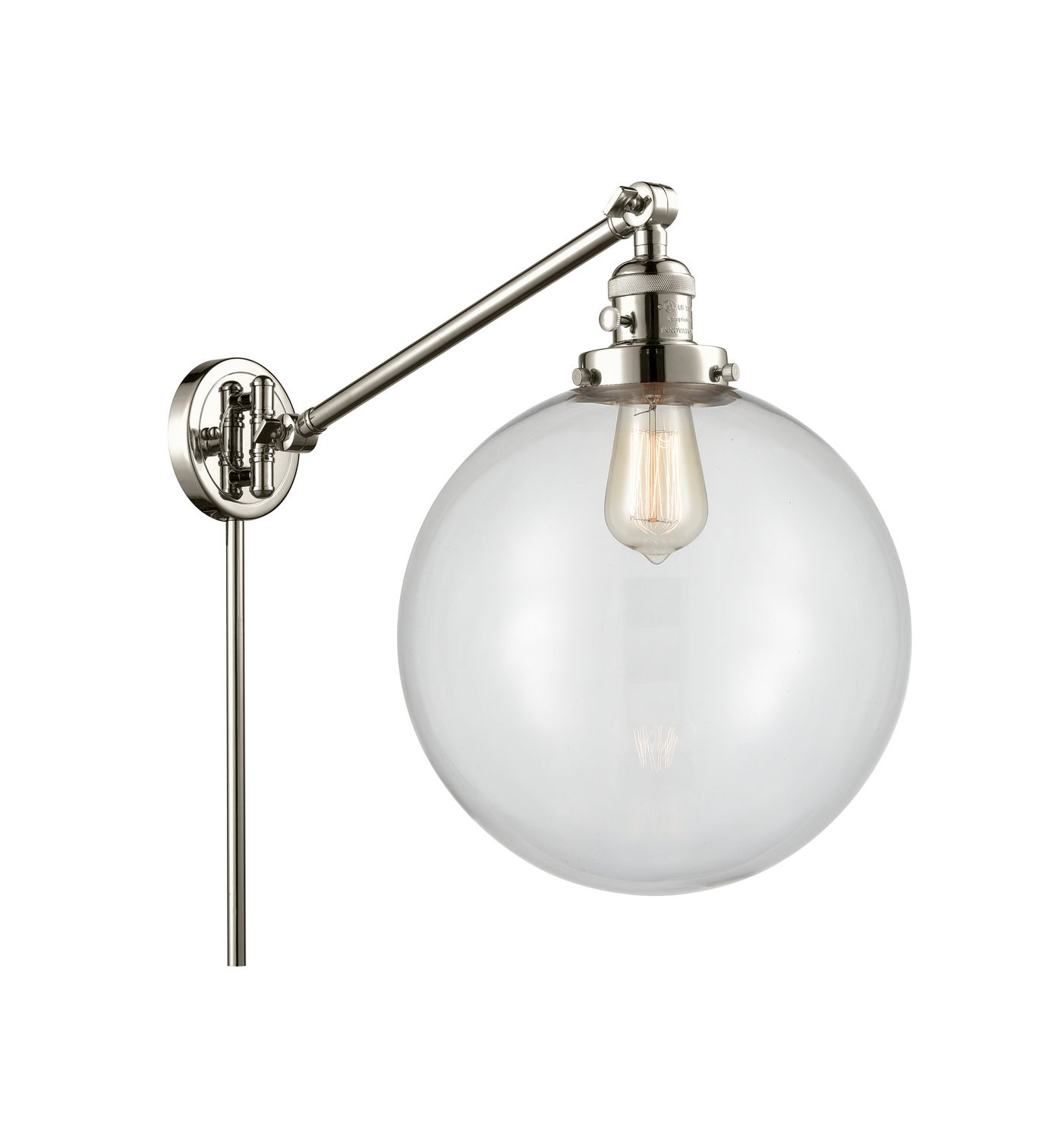 Innovations - 237-PN-G202-12 - One Light Swing Arm Lamp - Franklin Restoration - Polished Nickel