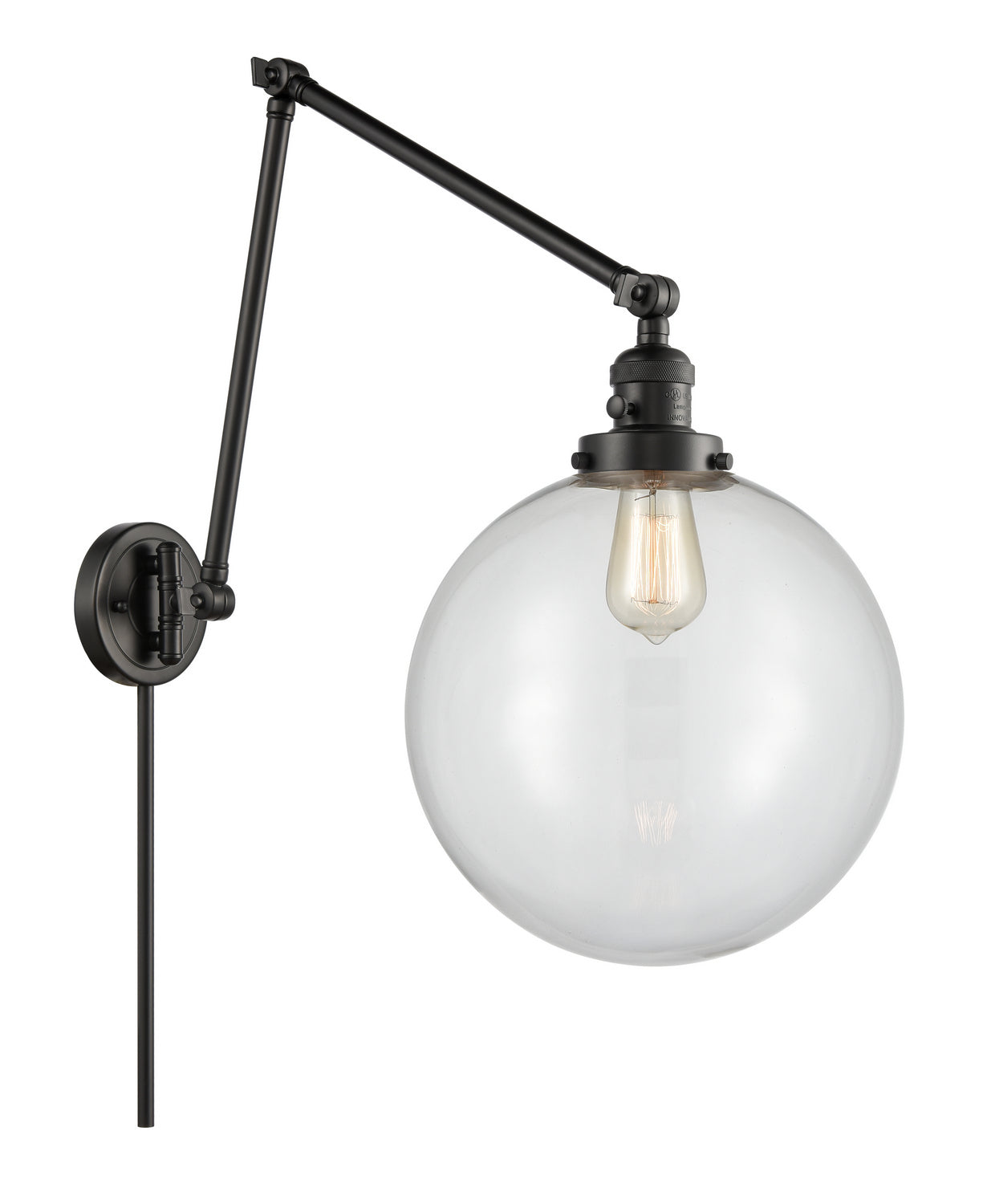 Innovations - 238-BK-G202-12 - One Light Swing Arm Lamp - Franklin Restoration - Matte Black