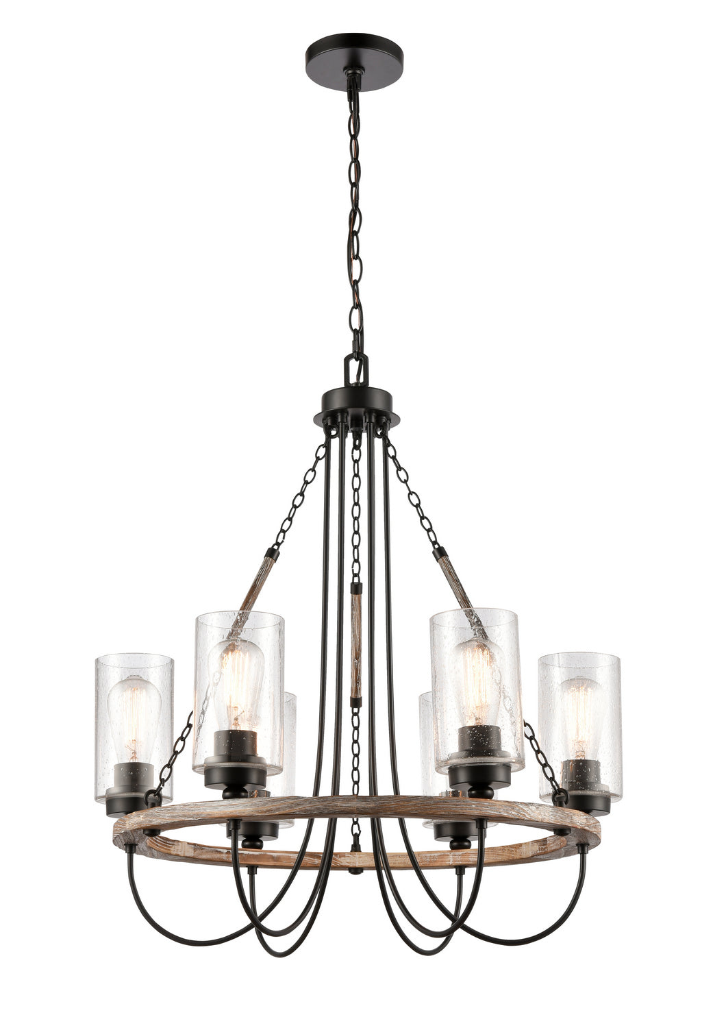 Innovations - 442-6CR-BK-SDY - Six Light Chandelier - Matte Black