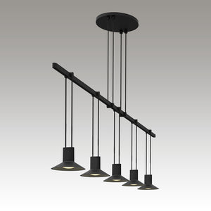 Sonneman - S1A36K-JR18XX09-RP11 - Five Light Pendant - Suspenders - Satin Black