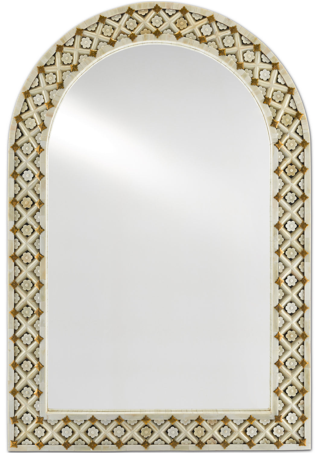 Currey and Company - 1000-0089 - Mirror - Ellaria - Natural Bone/Brass/Mirror