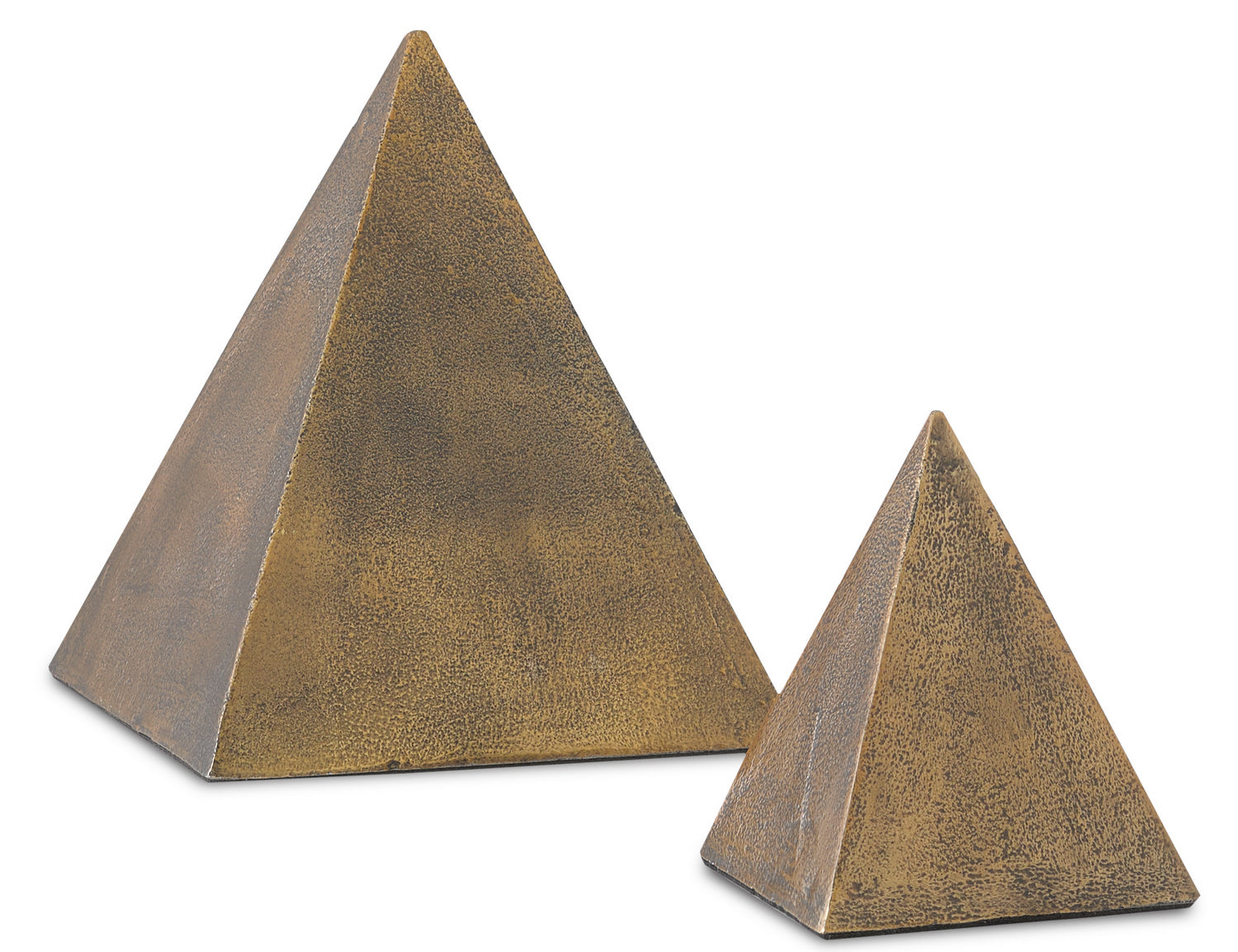 Currey and Company - 1200-0274 - Pyramid Set of 2 - Mandir - Antique Brass