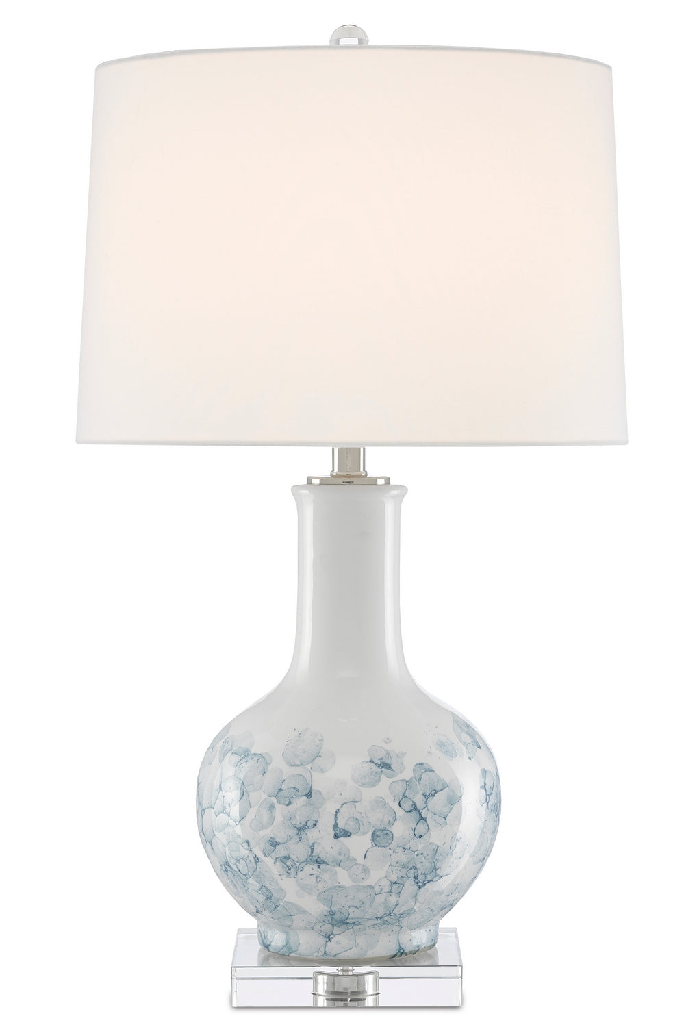 Currey and Company - 6000-0581 - One Light Table Lamp - Myrtle - White/Blue/Clear/Polished Nickel