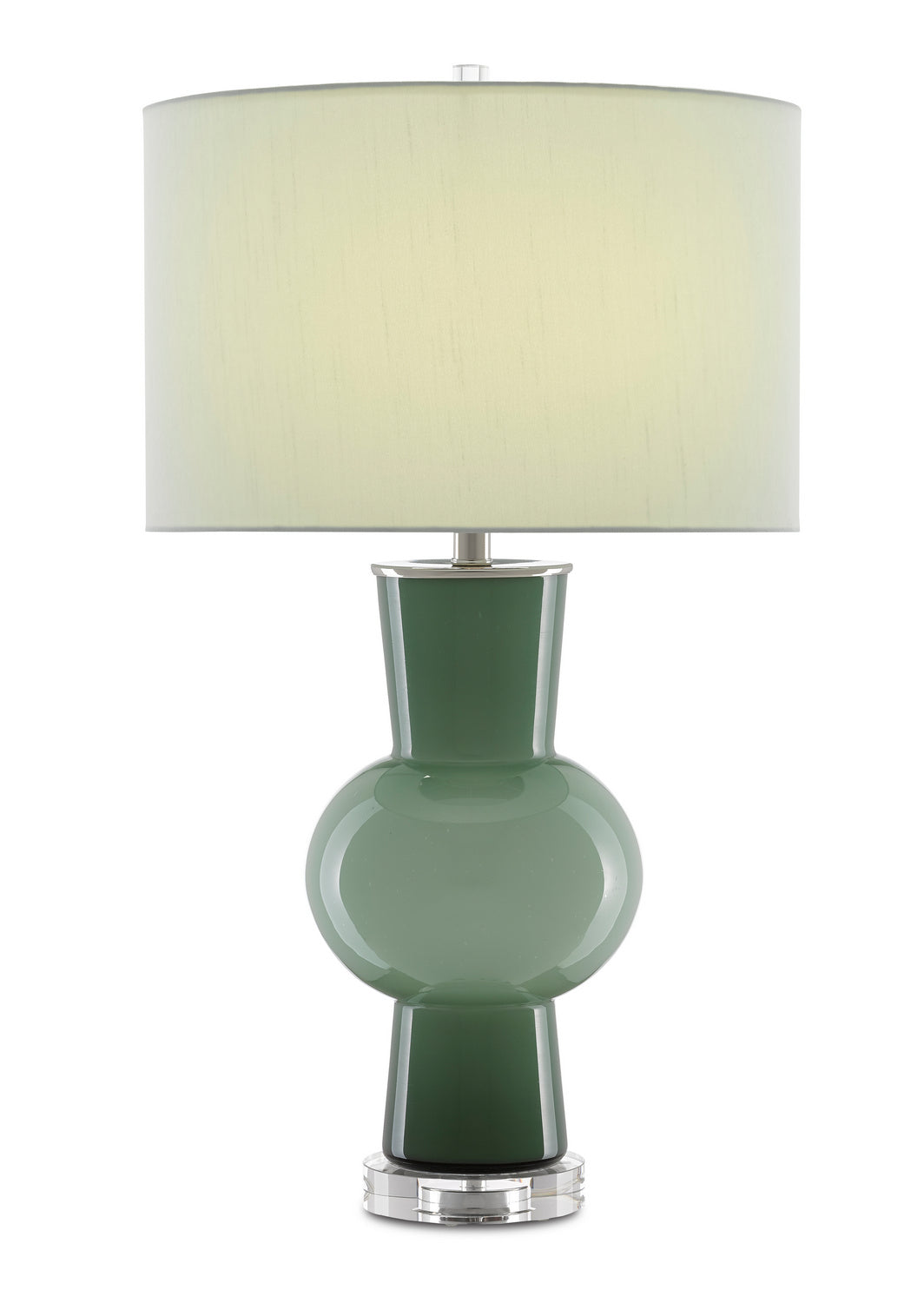 Currey and Company - 6000-0606 - One Light Table Lamp - Duende - Light and Dark Green/Polished Nickel/Clear