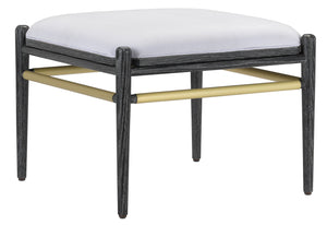 Currey and Company - 7000-0291 - Ottoman - Visby - Cerused Black/Brushed Brass