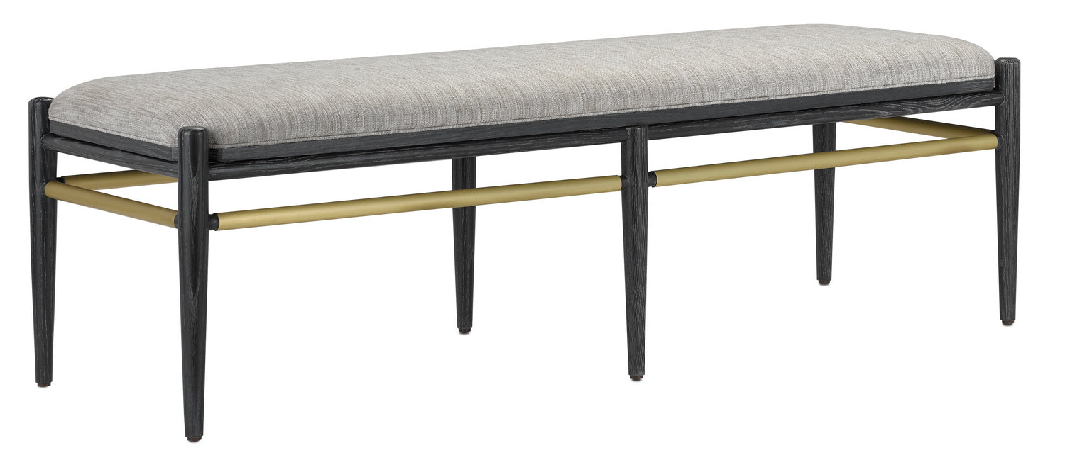 Currey and Company - 7000-0312 - Bench - Visby - Cerused Black/Brushed Brass