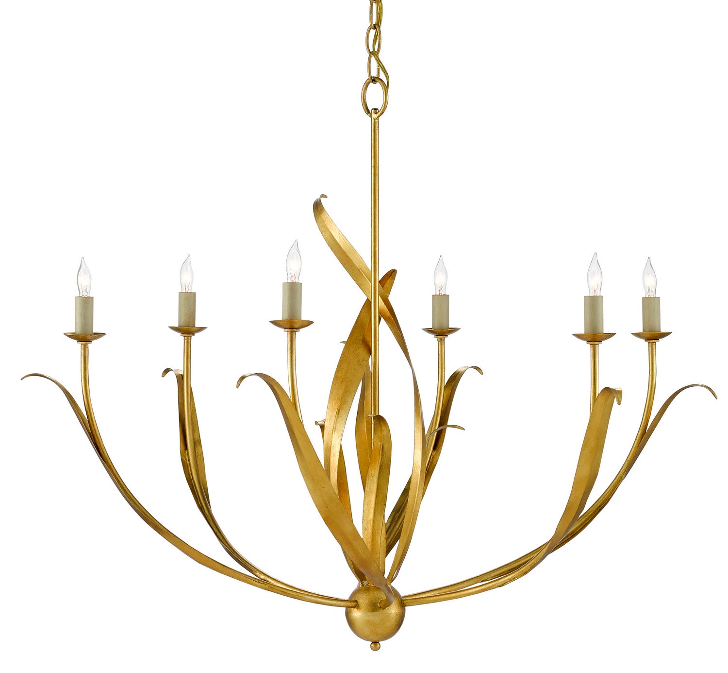 Currey and Company - 9000-0444 - Six Light Chandelier - Menefee - Antique Gold Leaf