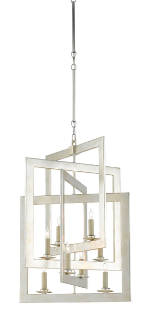 Currey and Company - 9000-0523 - Eight Light Chandelier - Middleton - Contemporary Silver Leaf